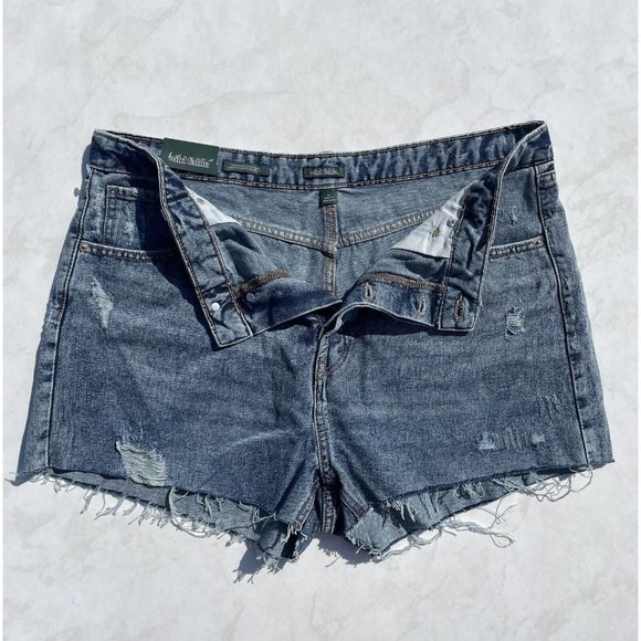 WILD FABLE HIGHEST RISE CUTOFF BLUE DENIM SHORTS FRAYED HEM DISTRESSED SZ 16 NWT - Picture 4 of 8